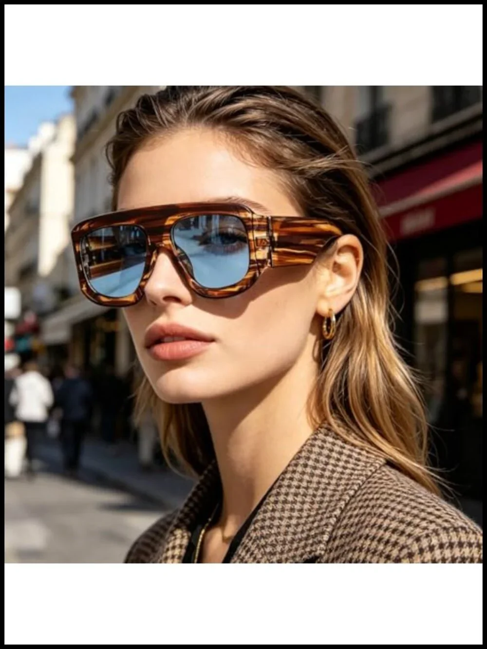 Oversized Aviator Square Sunglasses UV400 Protection